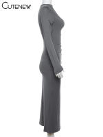 Vestido Largo Elegante Para Mujer NIBBER Con Cuello Redondo Y Patchwork Ajustado Para Noche Traje De Fiesta Vestidos - details 2