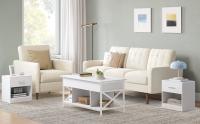 VASAGLE Juego de 2, Mesita de Noche, Mesa Auxiliar con Cajón, Asa, Compartimento Abierto, para Dormitorio, Salón, Blanco Clásico/Beige Natural y Blanco Clásico/Negro Clásico - details 1