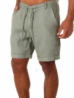 Mov Men's Linen Shorts Cotton Beach Shorts Solid Loose Summer Fashion Men's Shorts - details 2