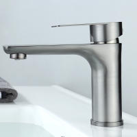 Baokemo-grifo de lavabo para baño, mezclador de agua fría y caliente, montaje en cubierta de acero inoxidable, manija única con un par de tubos de entrada - details 2
