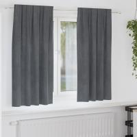 Cortinas Blackout de vidaXL con cinta superior 2 pcs de terciopelo gris claro - details 0
