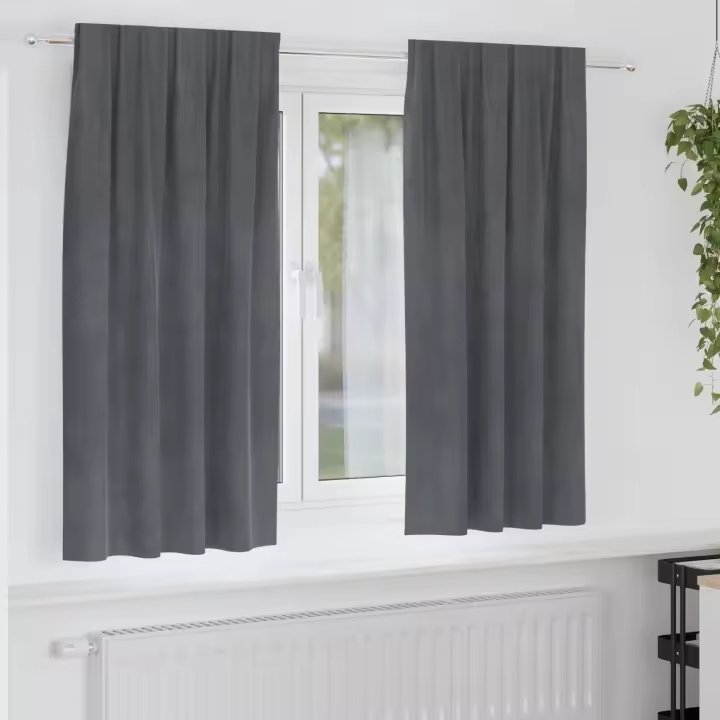 Cortinas Blackout de vidaXL con cinta superior 2 pcs de terciopelo gris claro - 1