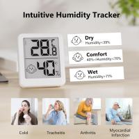 1 termómetro e higrómetro digital: monitor preciso de temperatura y humedad para interiores con pantalla LCD de fácil lectura, íconos de comodidad, múltiples opciones de montaje, funciona con batería, para el hogar, la oficina, la jardinería, higrómetro - details 0