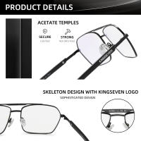 Gafas Antirreflejo KINGSEVEN Para Hombres Y Mujeres Lentes Transparentes Que Bloquean La Luz Azul Estilo Clásico Aleación De Aluminio Marco Rectangular - details 0