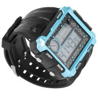 Reloj electrónico para hombre, Luz Nocturna, Agua Resistant, Esfera Grande, Hora dual, Reloj Deportivo digital, Negro, Azul W - details 0