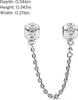 Pandora Momentos DE LA Mujer Sterling Silver Band of Hearts Safety Chain Charm para la pulsera - details 3