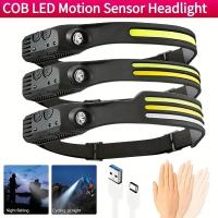 Linterna LED Recargable Por USB Con Sensor De Onda Y Lente De COB Ancho Para Correr Y Acampar 10 Modos Torcha Portátil - details 0