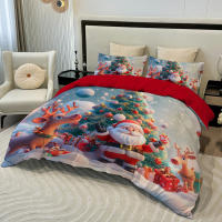 Set De Edredón Y Fundas De Almohada De Navidad Kawaii Con Dibujos De Ciervo Y Viejo 3 Piezas Funda De Edredón Y 2 Fundas De Almohada 100% Poliéster 90gsm - details 5