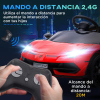 HOMCOM Coche Eléctrico Lamborghini para Niños Coche de Batería 12V Velocidad Max.5 km/h Puerta de Tijera con Control Remoto MP3 Luces y Cinturón de Seguridad - details 5