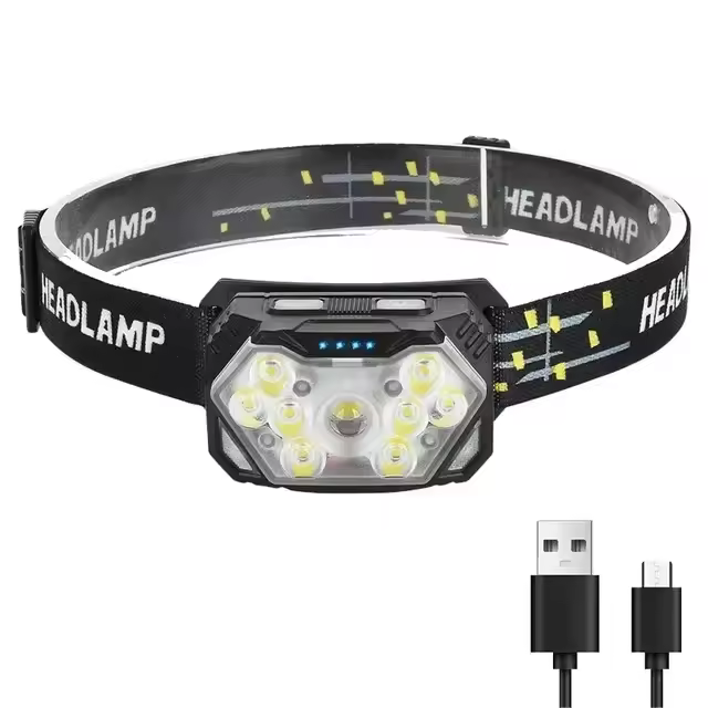 Linterna Frontal LED Recargable USB 2000 Lumen Con Sensor De Movimiento Impermeable Para Camping Y Pesca Luz De Mano Exterior - 1