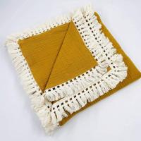 Manta de gasa de algodón de doble capa para bebé INS, manta de muselina de algodón puro, crepé, chal a prueba de viento, borla de encaje, manta para niños - details 6