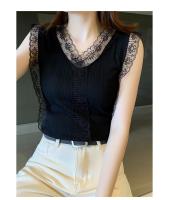 Top De Encaje Ligero Para Mujer Con Cuello En V Y Mangas Sin Mangas Camiseta Vestido De Verano Para Chicas Jóvenes Estilo Fairycore - details 0