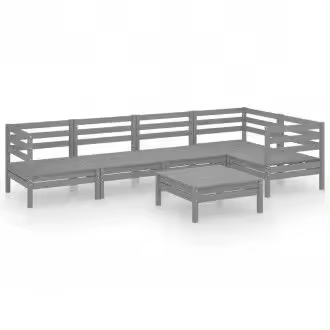 VIDAXL 3082704 conjunto de muebles para jardín hechos de madera maciza de pino con acabado gris vida xl - 1