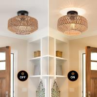 Luz De Techo Bohemia Hecha a Mano En Rattan Con Encanto Rustico Farmhouse Montaje Fácil No Incluye Bombilla - details 8