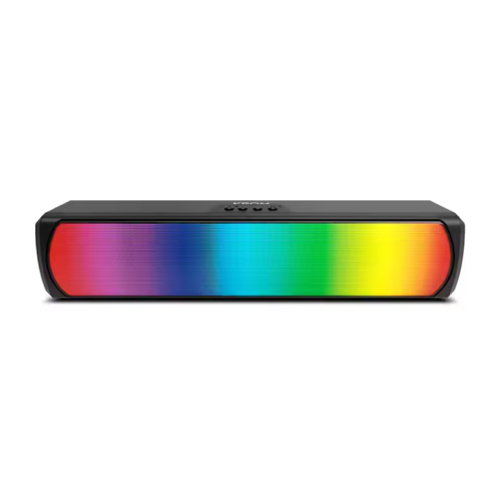 KROM K-POP- Barra de sonido 2x3 RMS, Sonido Estéreo, Bluetooth, Ranura tarjeta TF, LED RGB, USB, Conexión auxiliar 3,5 mm Jack, tamaño 280 x 59 x 60 mm, color negro - 1