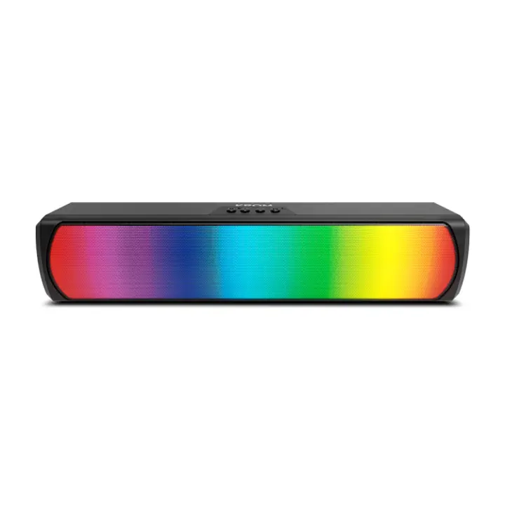 KROM K-POP- Barra de sonido 2x3 RMS, Sonido Estéreo, Bluetooth, Ranura tarjeta TF, LED RGB, USB, Conexión auxiliar 3,5 mm Jack, tamaño 280 x 59 x 60 mm, color negro - 1