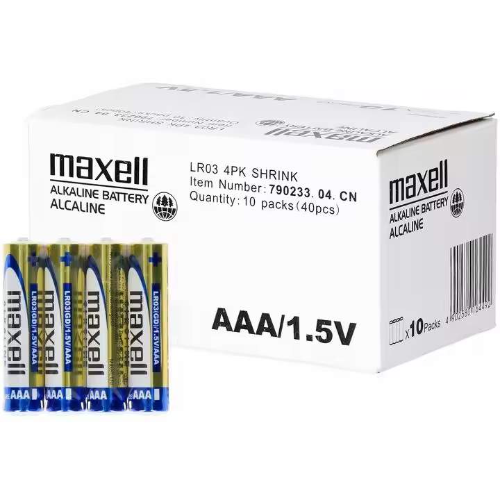 Maxell LR03 4PK SHRINK - Pilas Alcalinas AAA | Pack de 4 X 10, Energía Duradera y Rendimiento Confiable - 1