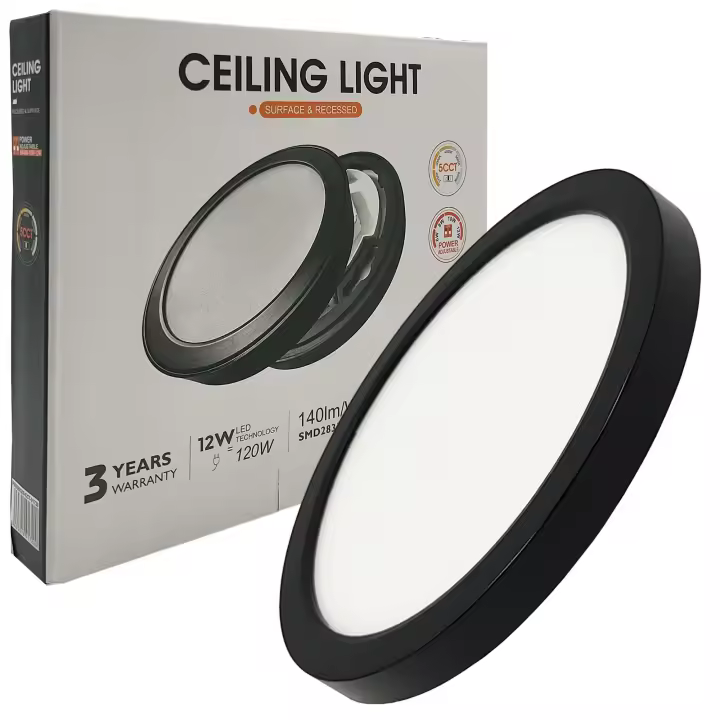 Downlight + Plafón Circular LED Negro - 8-12-24W - Superficie o Empotrable - Luz seleccionable 2700K- 6000K - 1