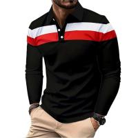 Camisa Polo Hombre Manga Larga Botones Transpirable Estilo Basic Streetwear Otoño Negocios Splice T-Shirts Cuello Redondo - details 6