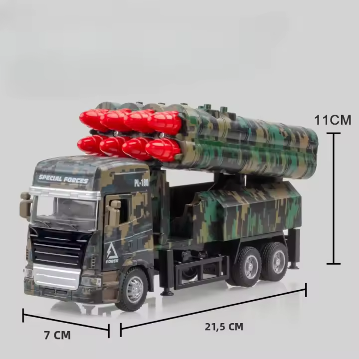 Modelo De Lanzador De misilesRocket De 1/32 Para Coche Juguete Cuerpo De Metal Puertas De Goma Abiertas Vehículos Militares De Aleación Regalos Para Niños - 1