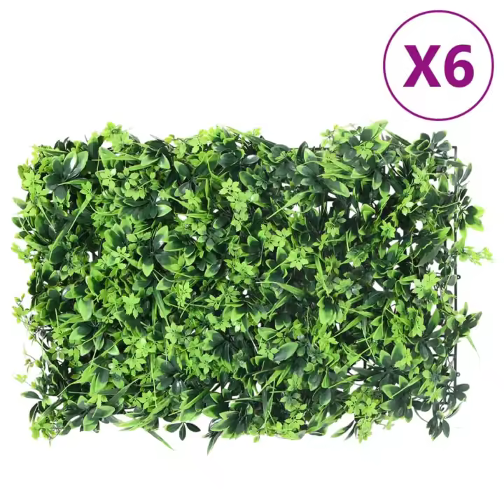 vidaXL Valla de Hojas Artificiales Enrejados Paneles Setos Verde 40x60 cm Cantidad 6 unidades, 24 unidades - 1