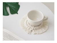 Coasters De Macramé Tejido a Mano Con Borlas Tapete De Insulación Para Taza De Café Soporte Antideslizante Para Platos Matriz De Mesa Ecológica De Lino Estilo Americano - details 2