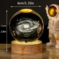 Lámpara De Mesa LED 3D Cristal Sfera Con USB Galaxia Luna Para Decoración De Escritorio Ambiente Dormitorio Regalos Para Niños - details 2