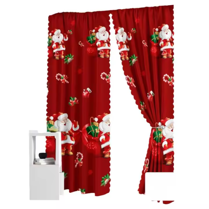 Christmas curtains new design 100x210/85x185CM Santa Claus print curtains for windows elegant room aesthetic kurtina at mahaba - 1