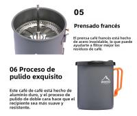 Widesea Tetera De Camping Con Prensa Francesa Y Taza De Aluminio Para Actividades Al Aire Libre Senderismo Viajes Y Bebidas De Café - details 7
