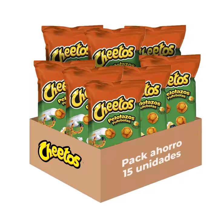 Cheetos Pelotazos - Snack Crujiente de Maíz con Sabor a Queso, Pack de 15 Bolsas del Delicioso e Irresistible Aperitivo de Maíz, Total: 15 x 40g = 600 g - 1