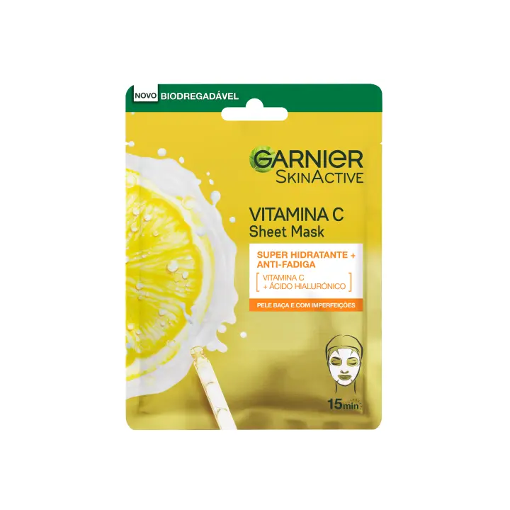 Garnier Tissue Mask Mascarilla Facial de Tejido con Vitamina C y Ácido Hialurónico. Piel Intensamente Hidratada y Visiblemente mas Iluminada y Lisa - 1