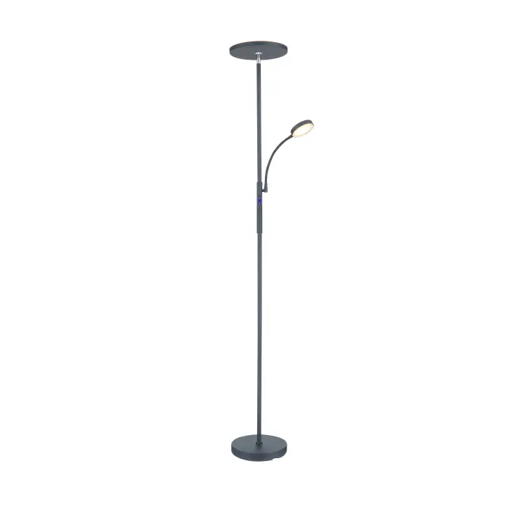 Lámpara de pie de salón OASIS BK-IMAGINATULUZ, 30W LED color negro mate con lector 5W  tono de luz ajustable CCT 3000-4000-6000k intensidad regulable, control remoto y control táctil memoria de color. - 1
