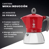 Bialetti Cafetera de Inducción Italiana - Moka de Inducción distintos tamaños 2, 4, 6 Tazas, Cafetera de Aluminio y Acero de Alta Calidad color Rojo y Negro para uso en Cocina - details 2