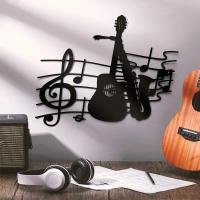 Arte De Pared HelloYoung Con Guitarra Y Saxofón Metal Para Cocina Baño Sala De Estar Dormitorio Escultura Colgante De Música - details 0