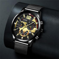 Reloj De Lujo Para Hombre En Malla Dorada Con Cuerda De Cuero Reloj De Cuarzo Negocios Reloj Luminoso Reloj Masculino Relogio Masculino - details 12