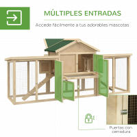 PawHut Gallinero de Madera 204x85x93 cm Jaula para 2-4 Gallinas Gallinero Grande con Nido Bandeja Extraíble Techo de Asfalto y Rampa para Exterior Natural - details 2