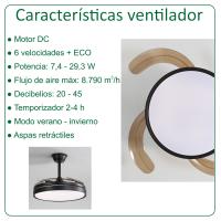 Ventilador de Techo 42" LED 48W Negro – Motor DC Silencioso, Aspas Transparentes retráctiles, 6 Velocidades, Reversible, Mando a Distancia - details 0