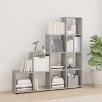 vidaXL Estantería forma de escalera madera contrachapada en color Roble ahumado/Marrón roble/Blanco brillante y más | almacenamiento funcional diseño moderno para baño dormitorio sala - details 4