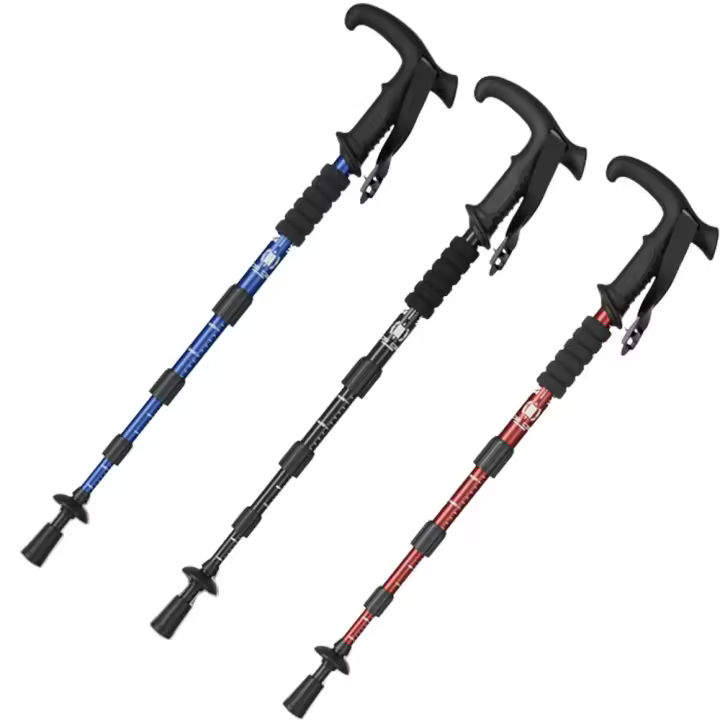 Palo De Caminar Plegable Portátil De 4 Secciones Para Senderismo Y Camping Aluminio Telescopio Antideslizante Para Ancianos - 1