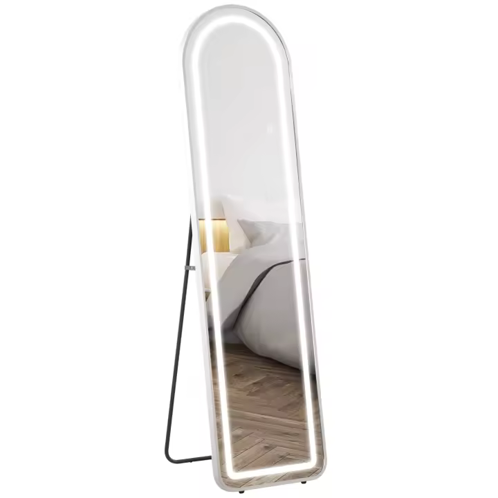 HOMCOM Espejo de Cuerpo Entero con Luces LED 150x40 cm Espejo de Pie o de Pared con Marco de Aleación de Aluminio Iluminación de 3 Colores Función de Memoria y Táctil Inteligente Plata - 1