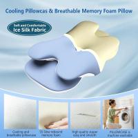 Almohada De Espuma De Memoria Ergonómica Para Alivio Del Dolor De Cuello Con Funda De Seda Hielo Ajustable Para Dormir En Lado Y Espalda - details 2
