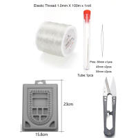 Set De Herramientas Para La Creación De Joyas DIY Con Cuerda Elástica De Perlas Agujas De Perlecer Y Tablero De Pulseras Gris Flocado Para Manualidades - details 0