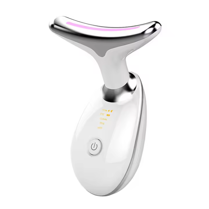 Masajeador De Cuello Con Levantamiento Facial LED De Tres Modos De Luz Dispositivo De Rejuvenecimiento De Piel Eléctrico Herramienta De Belleza Blanca - 1