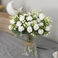 Nueva Corbata De Flores Artificiales Rosa Seda Con Hojas De Eucalipto Y Peonía 10 Piezas Para Bodas Fiestas Vaso Hogar Decoración De Navidad - details 3