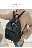 Mochila De Cuero PU Suave Para Mujeres 2024 Nueva De Gran Capacidad Negra Moda Tendencia Para Estudiantes Viaje Versátil - details 1