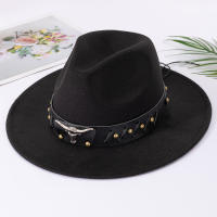 Gorro De Jazz De Lana Estilo Europeo Y Americano Para Hombres Y Mujeres Amantes Del Estilo Nacional Gorro De Pico Plano Con Visera De Cabeza De Vaca - details 4