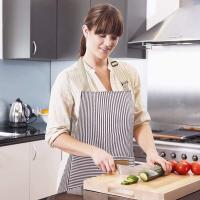 Delantal de Algodón de Malla a Rayas, delantal de Cocina Con bolsos para Cocinar Pintura de jardinería, delantal ajustable para Cocina Jardín (GRIs) - details 1