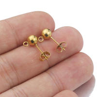 20pcs Postes De Aretes Con Bola Y Anillo Y Fondo De Mariposa Para DIY Joyería Findings Metálicos De Acero Inoxidable 3/4/5/6/8mm - details 1