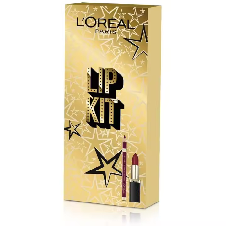 LOREAL LIP KIT BARRA DE LABIOS 297 RED PASSION + PERFILADOR DE LABIOS 377 PERFECT RED - 1