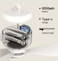 Modern Camping Fan with Remote Control, 8000mAh USB Rechargeable for Tents - White - details 4
